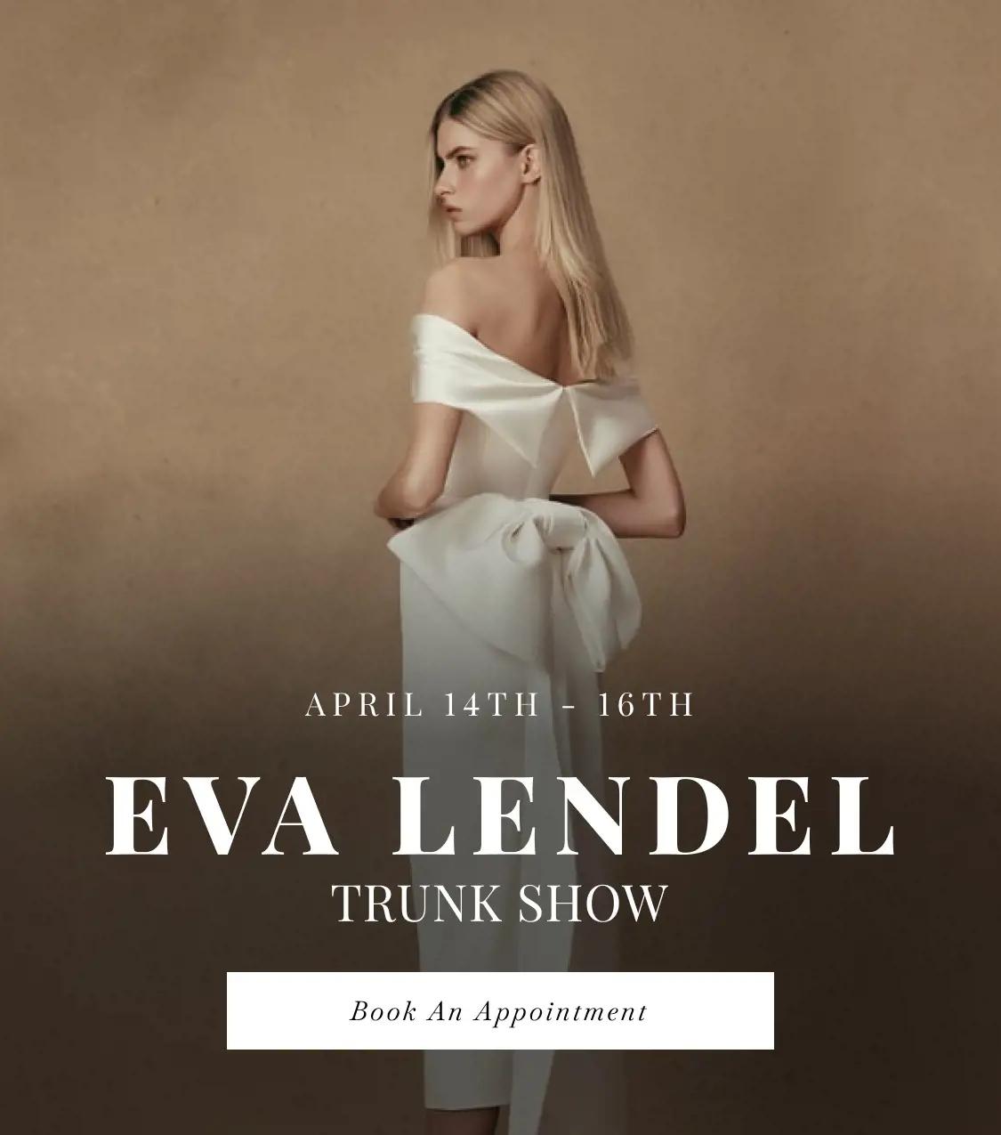 "Eva Lendel Trunk Show" banner for mobile