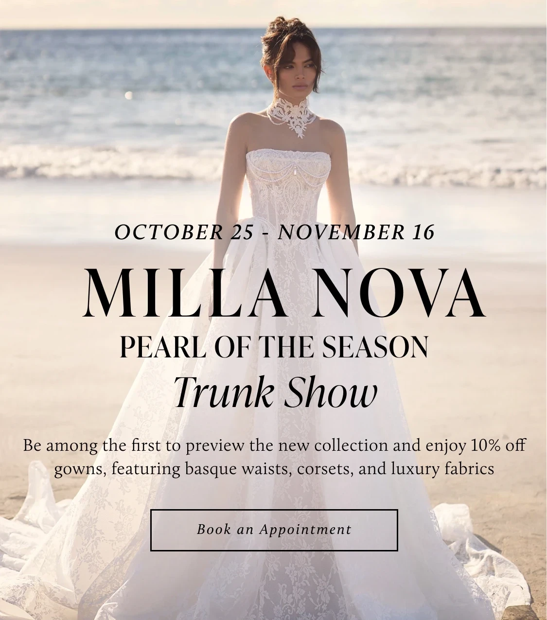 Milla Nova - Pearl of the Seasons Trunk Show Mobile Banner
