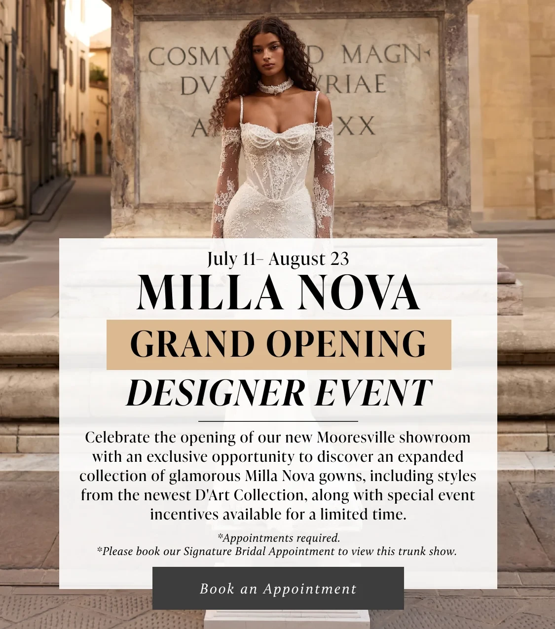 Milla Nova Grand Opening Designer Event Banner