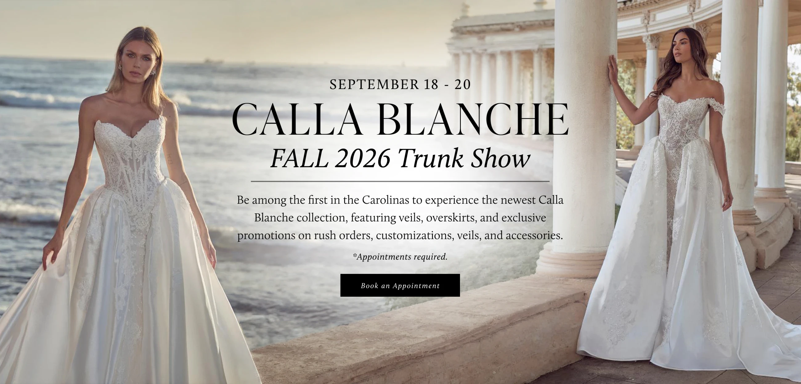 Calla Blanche Fall 2026 Trunk Show Banner